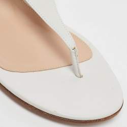 Gianvito Rossi White Leather Thong Flat Sandals Size 37.5
