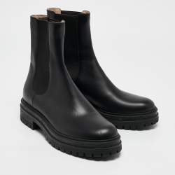 Gianvito Rossi Black Leather Montey Ankle Boots Size 39