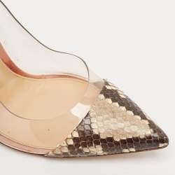 Gianvito Rossi Multicolor Python, Leather and PVC Plexi Pointed Toe Pumps Size 38