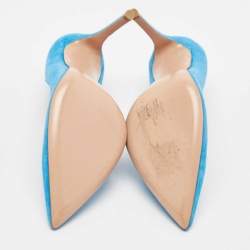 Pre Owned Gianvito Rossi Blue Suede Pointed Toe Pumps Size 37