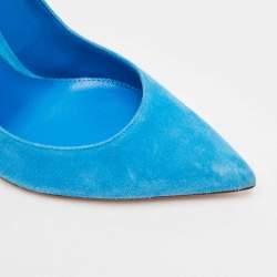 Pre Owned Gianvito Rossi Blue Suede Pointed Toe Pumps Size 37