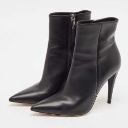 Gianvito Rossi Black Leather Ankle Length Boots Size 38.5