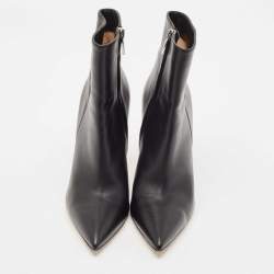 Gianvito Rossi Black Leather Ankle Length Boots Size 38.5