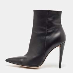 Gianvito Rossi Black Leather Ankle Length Boots Size 38.5