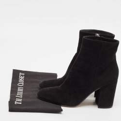 Gianvito Rossi Black Suede Block Heel Ankle Length Boots Size 37