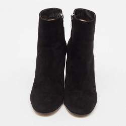 Gianvito Rossi Black Suede Block Heel Ankle Length Boots Size 37
