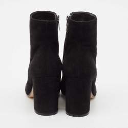 Gianvito Rossi Black Suede Block Heel Ankle Length Boots Size 37