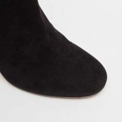 Gianvito Rossi Black Suede Block Heel Ankle Length Boots Size 37