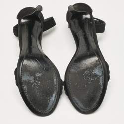 Celine Black Suede Ankle Strap Sandals Size 37.5