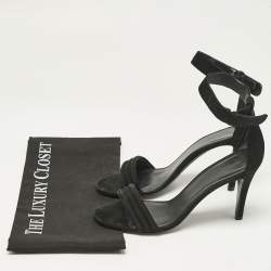 Celine Black Suede Ankle Strap Sandals Size 37.5