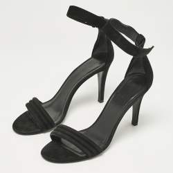 Celine Black Suede Ankle Strap Sandals Size 37.5