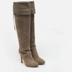 Gianvito Rossi Beige Suede Knee Length Boots Size 39