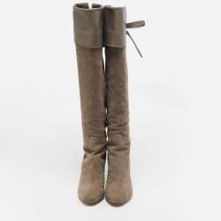 Gianvito Rossi Beige Suede Knee Length Boots Size 39