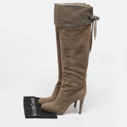 Gianvito Rossi Beige Suede Knee Length Boots Size 39