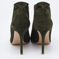 Gianvito Rossi Green Suede Vamp Boots Size 37.5