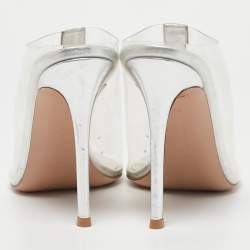 Gianvito Rossi Transparent PVC Crystal Embellished Sigma Mules Size 40