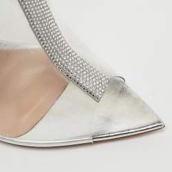 Gianvito Rossi Transparent PVC Crystal Embellished Sigma Mules Size 40