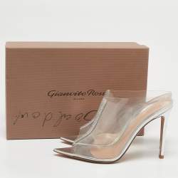 Gianvito Rossi Transparent PVC Crystal Embellished Sigma Mules Size 40