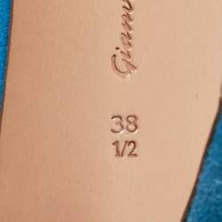 Pre Owned Gianvito Rossi Blue Suede Cut Out Ankle Strap Sandals Size 38.5