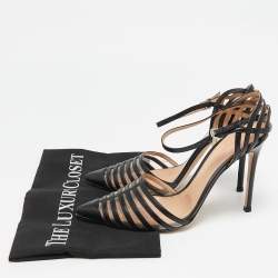 Pre Owned Gianvito Rossi Black Leather and PVC Strappy Pumps Size 39