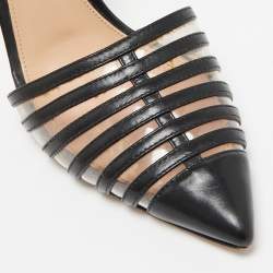 Pre Owned Gianvito Rossi Black Leather and PVC Strappy Pumps Size 39