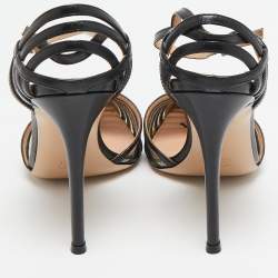 Pre Owned Gianvito Rossi Black Leather and PVC Strappy Pumps Size 39