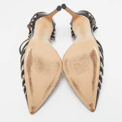 Pre Owned Gianvito Rossi Black Leather and PVC Strappy Pumps Size 39