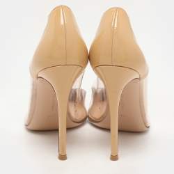 Gianvito Rossi Beige Patent Leather and PVC Plexi Pumps Size 39