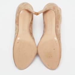 Gianvito Rossi Beige Suede Vamp Peep Toe Booties Size 39