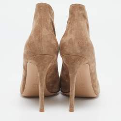 Gianvito Rossi Beige Suede Vamp Peep Toe Booties Size 39