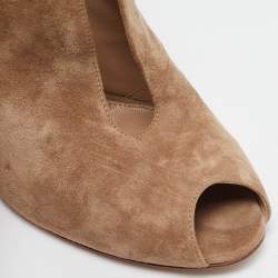 Gianvito Rossi Beige Suede Vamp Peep Toe Booties Size 39