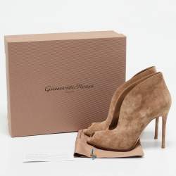Gianvito Rossi Beige Suede Vamp Peep Toe Booties Size 39