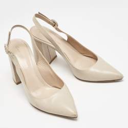 Gianvito Rossi Beige Leather Agathe Slingback Pumps Size 36