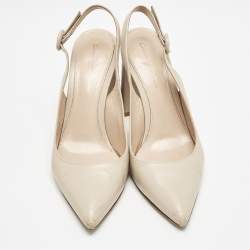 Gianvito Rossi Beige Leather Agathe Slingback Pumps Size 36