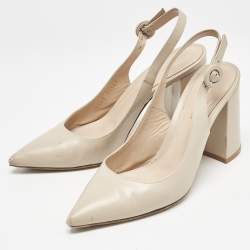 Gianvito Rossi Beige Leather Agathe Slingback Pumps Size 36