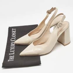 Gianvito Rossi Beige Leather Agathe Slingback Pumps Size 36