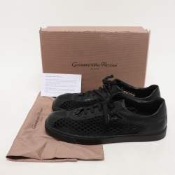 Gianvito Rossi Black Knit and Leather Helena Low Top Sneakers Size 41