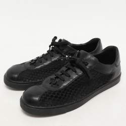 Gianvito Rossi Black Knit and Leather Helena Low Top Sneakers Size 41