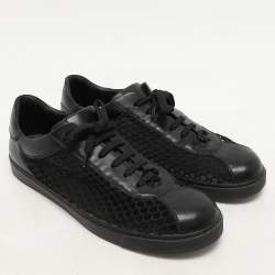 Gianvito Rossi Black Knit and Leather Helena Low Top Sneakers Size 41