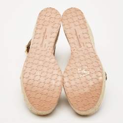 Pre Owned Gianvito Rossi Brown Braided Leather Merida Espadrille Wedge Sandals Size 41