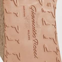 Pre Owned Gianvito Rossi Brown Braided Leather Merida Espadrille Wedge Sandals Size 41