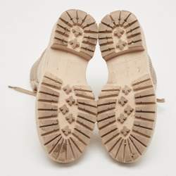 Pre Owned Gianvito Rossi Beige Leather Martis Combat Boots Size 38