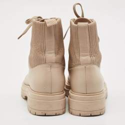 Pre Owned Gianvito Rossi Beige Leather Martis Combat Boots Size 38