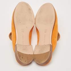 Pre Owned Gianvito Rossi Orange Suede Palau Mules Size 36