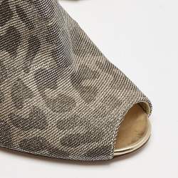 Pre Owned Gianvito Rossi Silver/Gold  Glitter and Leather Peep Toe Pumps Size 37