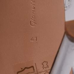 Pre Owned Gianvito Rossi Silver Leather Sylvie Sandals Size 41