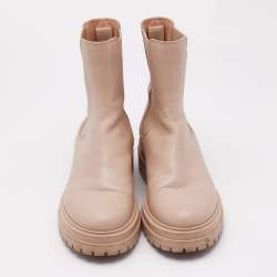 Gianvito Rossi Cream Leather Montey Ankle Boots Size 37.5