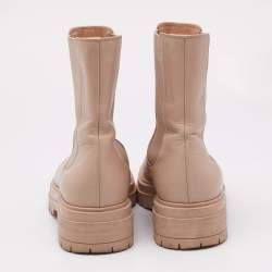 Gianvito Rossi Cream Leather Montey Ankle Boots Size 37.5