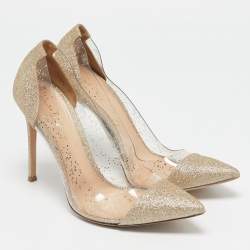 Gianvito Rossi Gold/Transparent Glitter and PVC Plexi Pumps Size 41