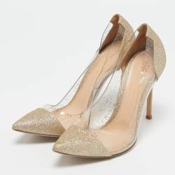 Gianvito Rossi Gold/Transparent Glitter and PVC Plexi Pumps Size 41